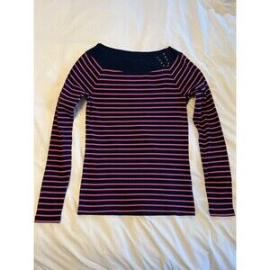 Lauren Ralph Lauren Women’s Navy Pink Striped Boatneck Sweater Top NWT Size L